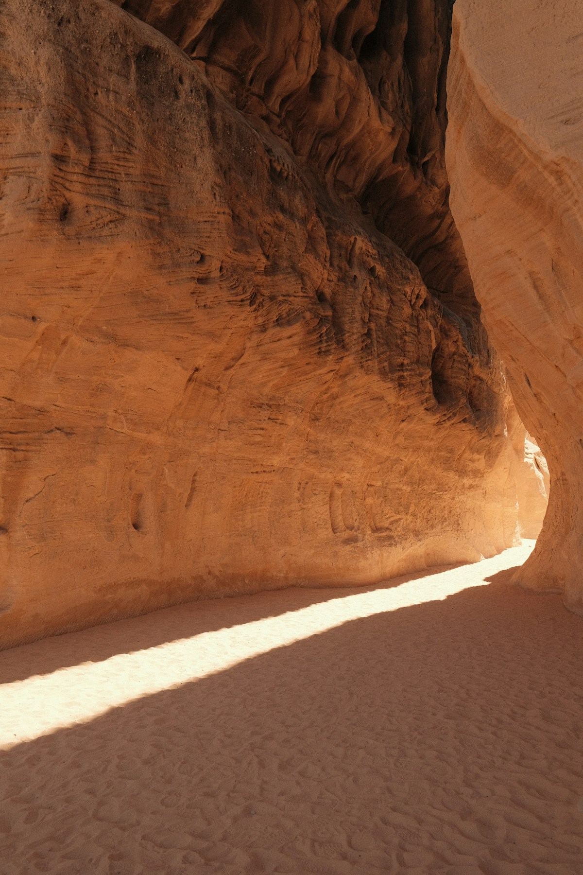 Narrow sandstone canyon in AlUla, Saudi Arabia
