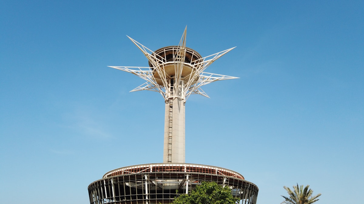 Al Khobar's distinctive star-shaped observation tower against a clear blue sky