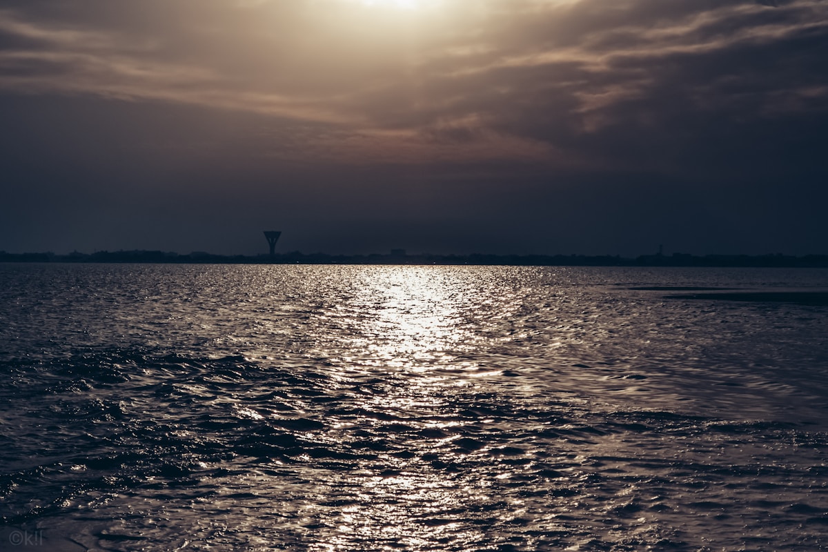 Sunset over the Arabian Gulf coastline near Jubail in Saudi Arabia's Eastern Province