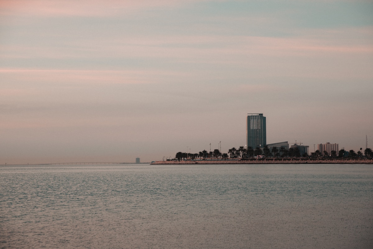 Al Khobar waterfront on the Arabian Gulf at dusk, Eastern Province, Saudi Arabia