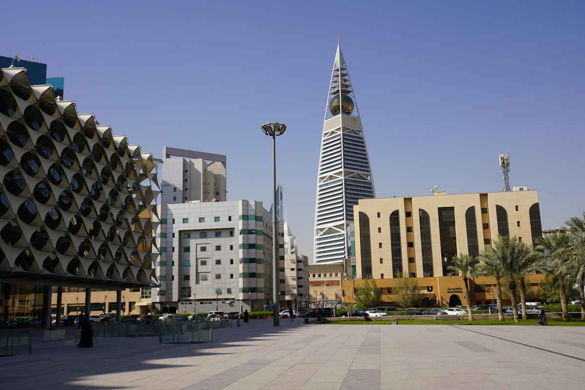 Riyadh cityscape with the Kingdom Centre Tower and modern business district buildings, Saudi Arabia