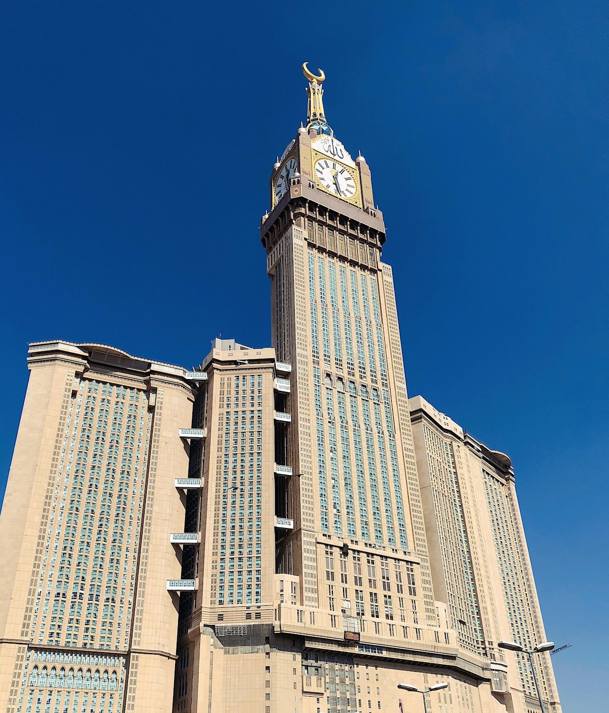 Abraj Al-Bait Makkah Royal Clock Tower hotels overlooking Al-Masjid al-Haram from above