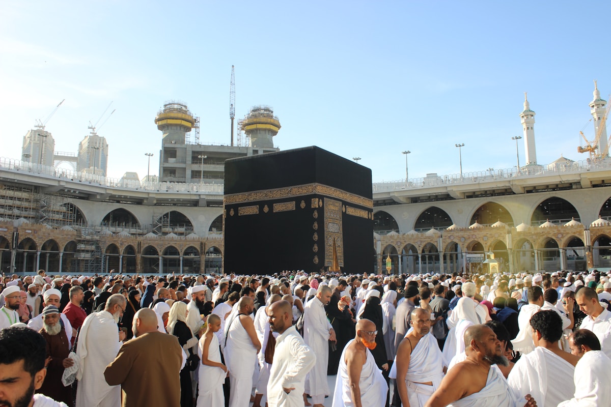 Masjid al-Haram mosque and the Kaaba in Mecca, Saudi Arabia