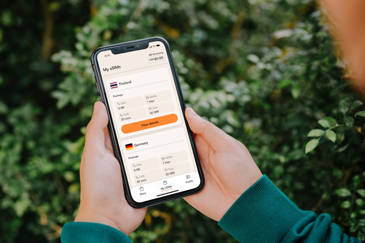 Smartphone displaying an eSIM app with Saudi Arabia data packages - staying connected in Saudi Arabia