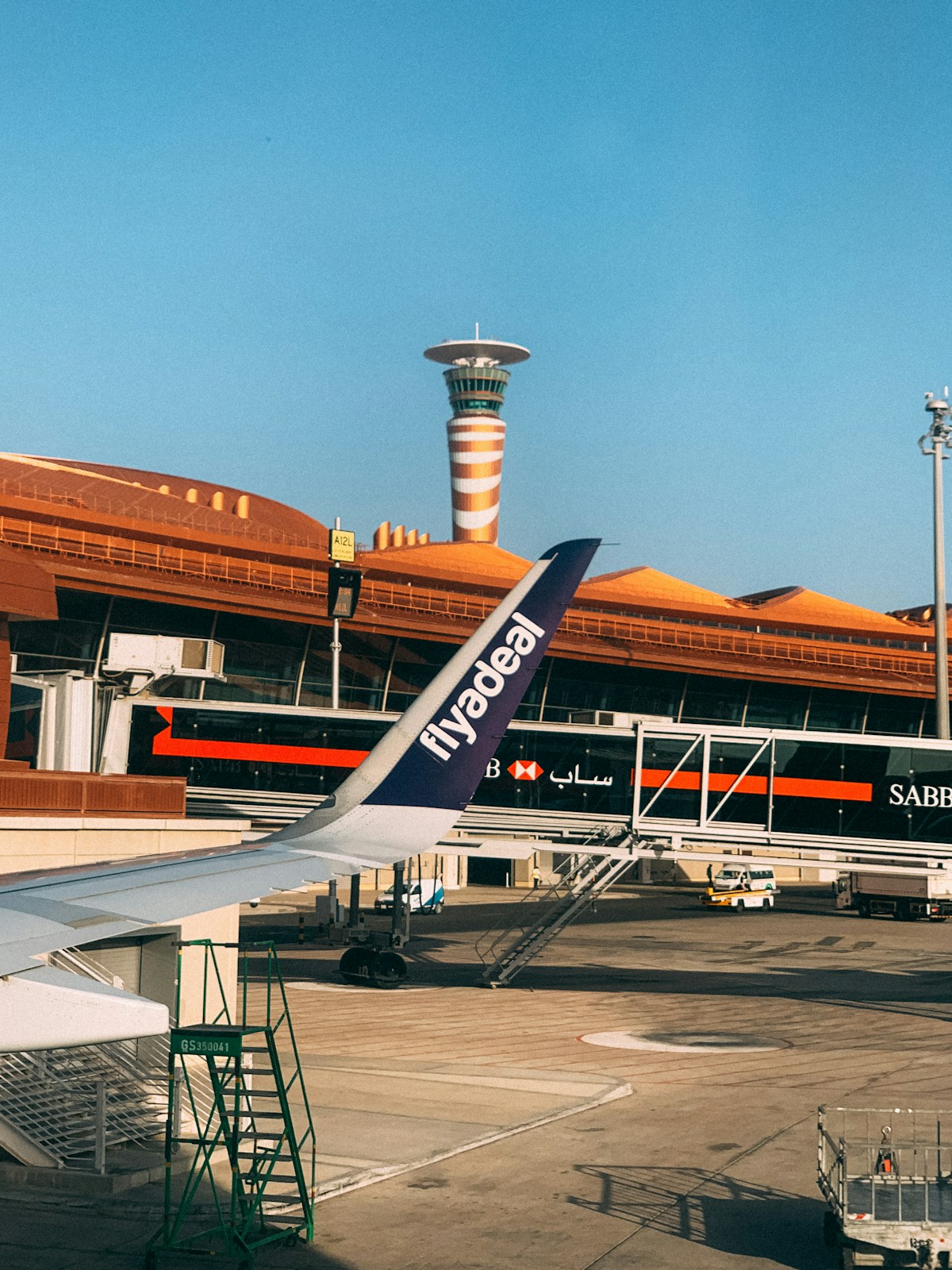 Flyadeal aircraft on the apron at King Abdulaziz International Airport, Jeddah, Saudi Arabia